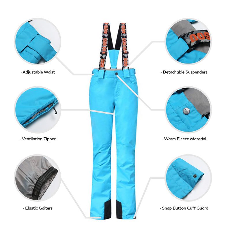 Womens Gsou Snow 10k Waterproof Warm Highland freestyle Bib Ski Pants