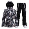 Women's SMN Alpine Flowers Colorful Print Waterproof Winter Snowboard Suit