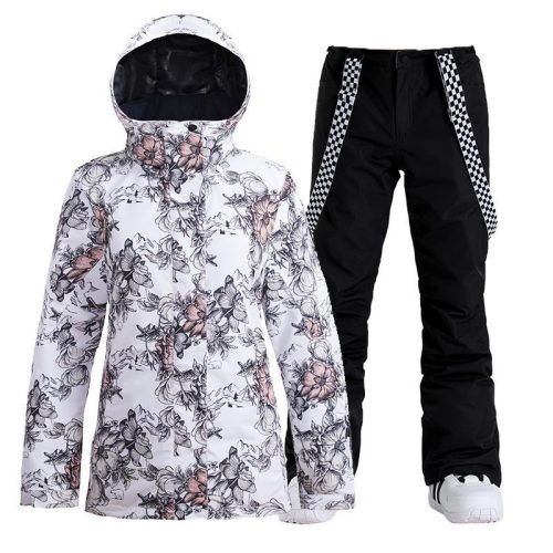 Women's SMN Winter Flowers Beauty Waterproof Winter Snowboard Suit