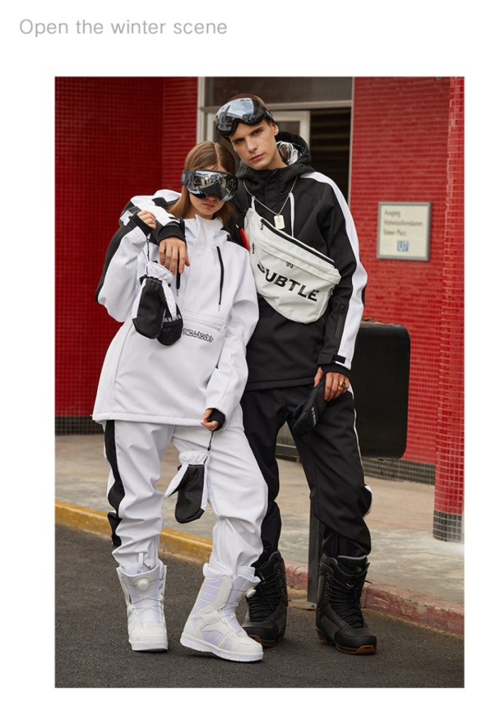 Men Unisex Flipped Young Fashion Snowboard Jackets & Pants set