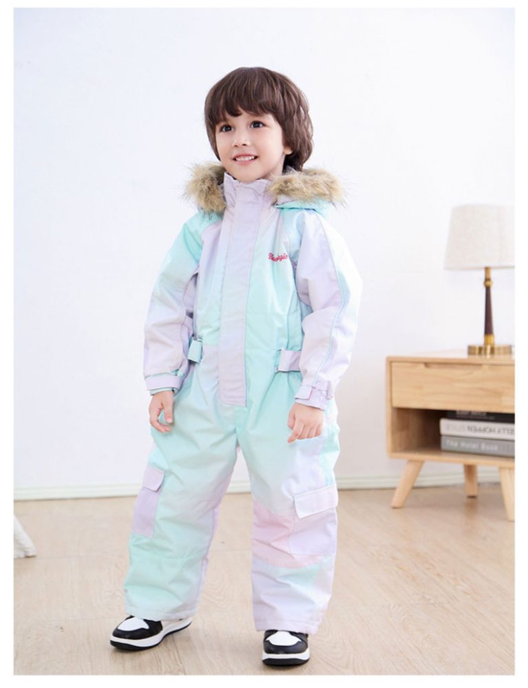 Kid's Blue Magic Waterproof Colorful One Piece Coveralls Ski Suits Winter Jumpsuits