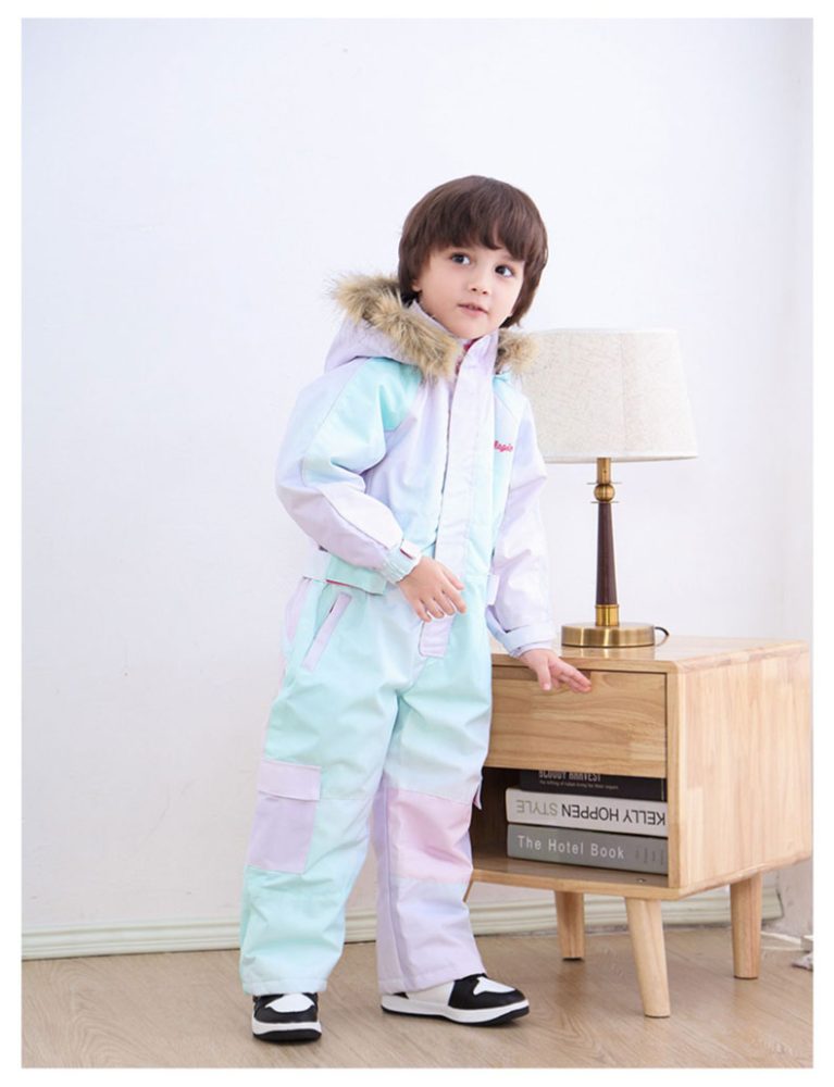 Kid's Blue Magic Waterproof Colorful One Piece Coveralls Ski Suits Winter Jumpsuits