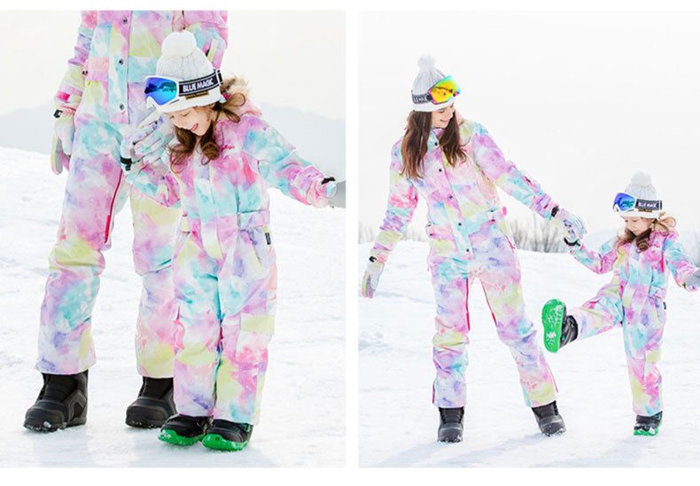 Kid's Blue Magic Waterproof Colorful One Piece Coveralls Ski Suits Winter Jumpsuits