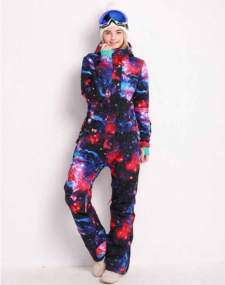 Women's Blue Magic Hyper Slope Star One Piece Ski Jumpsuit Winter Snowsuits