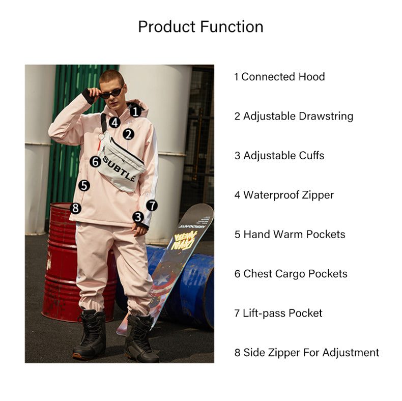 Men Unisex Flipped Young Fashion Snowboard Jackets & Pants set