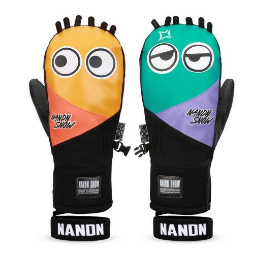 Women's Nandn Minions Leather Snowboard Gloves Winter Mittens